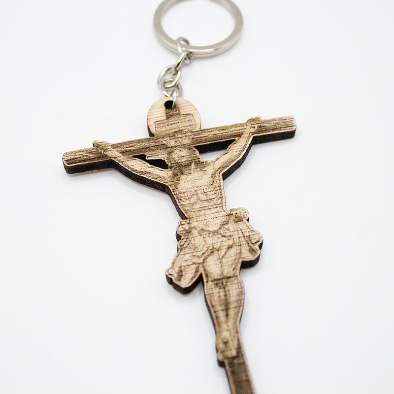 Amuleto llavero Cristo del Cachorro en madera grabada