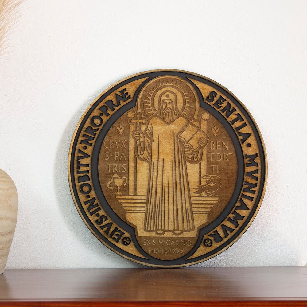 Cruz de San Benito en madera tallada a mano, amuleto de protección y decoración esotérica, alta calidad y exclusiva