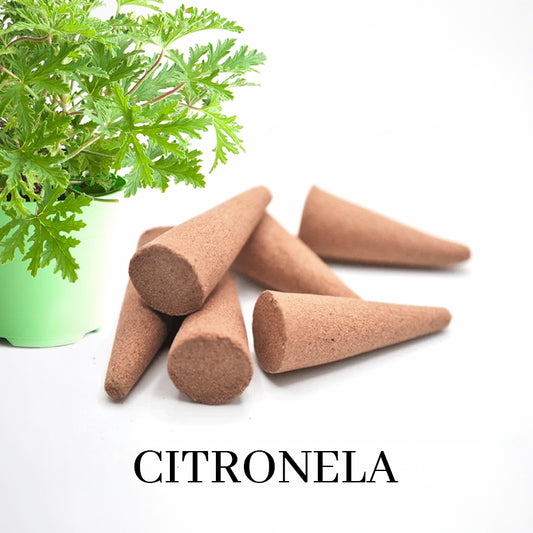Incienso en cono de citronela artesanal, ideal para purificar energías, proteger el hogar y repeler insectos naturalmente