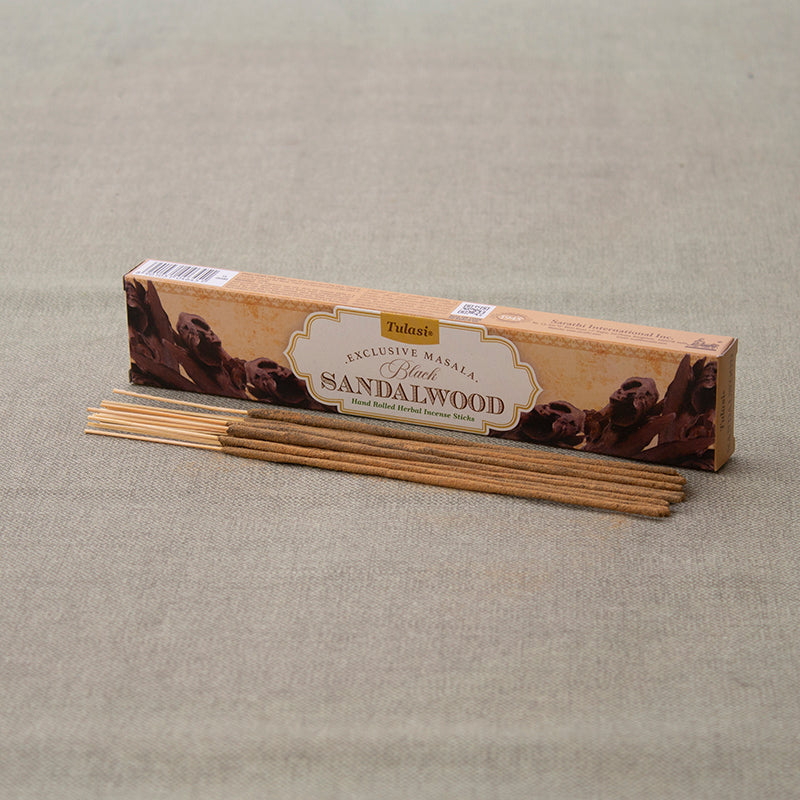 Incienso Sándalo Negro Masala Tulasi en caja de presentación