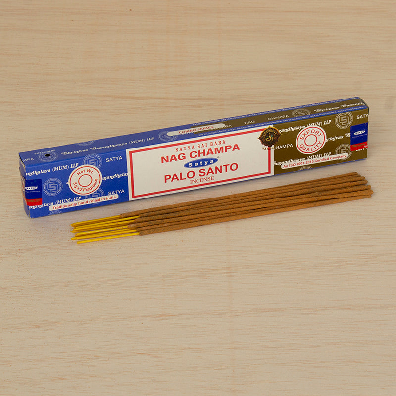 Caja de incienso Nag Champa y Palo Santo Satya 16g