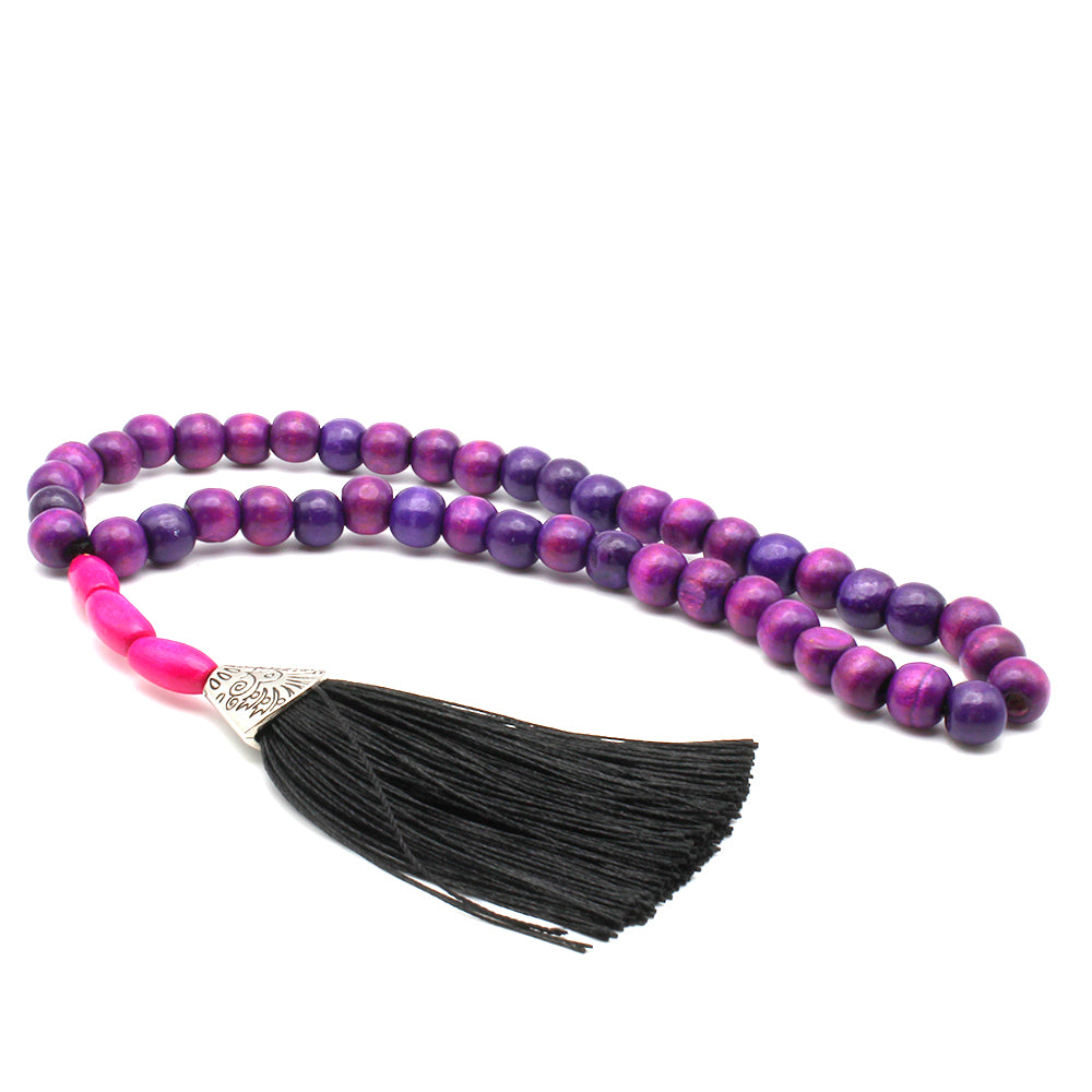 MALA 45 CUENTAS MORADO BORLÓN NEGRO