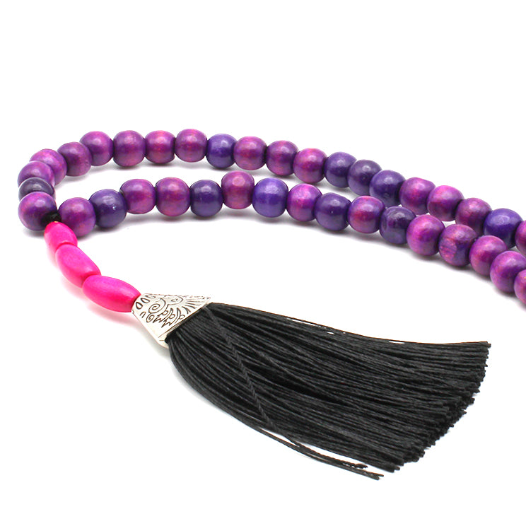 MALA 45 CUENTAS MORADO BORLÓN NEGRO