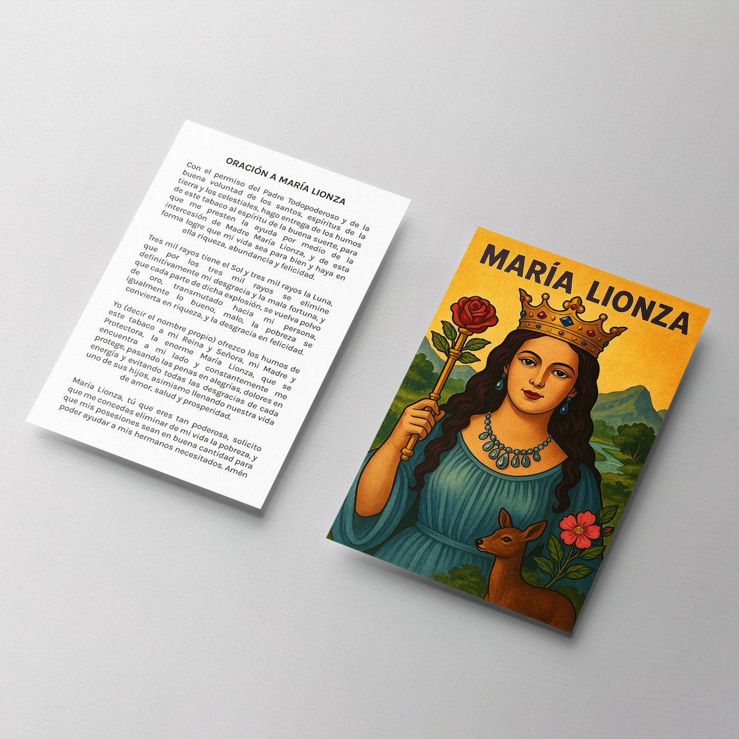 Estampa María Lionza en alta calidad, carta espiritual de protección, sanación y prosperidad