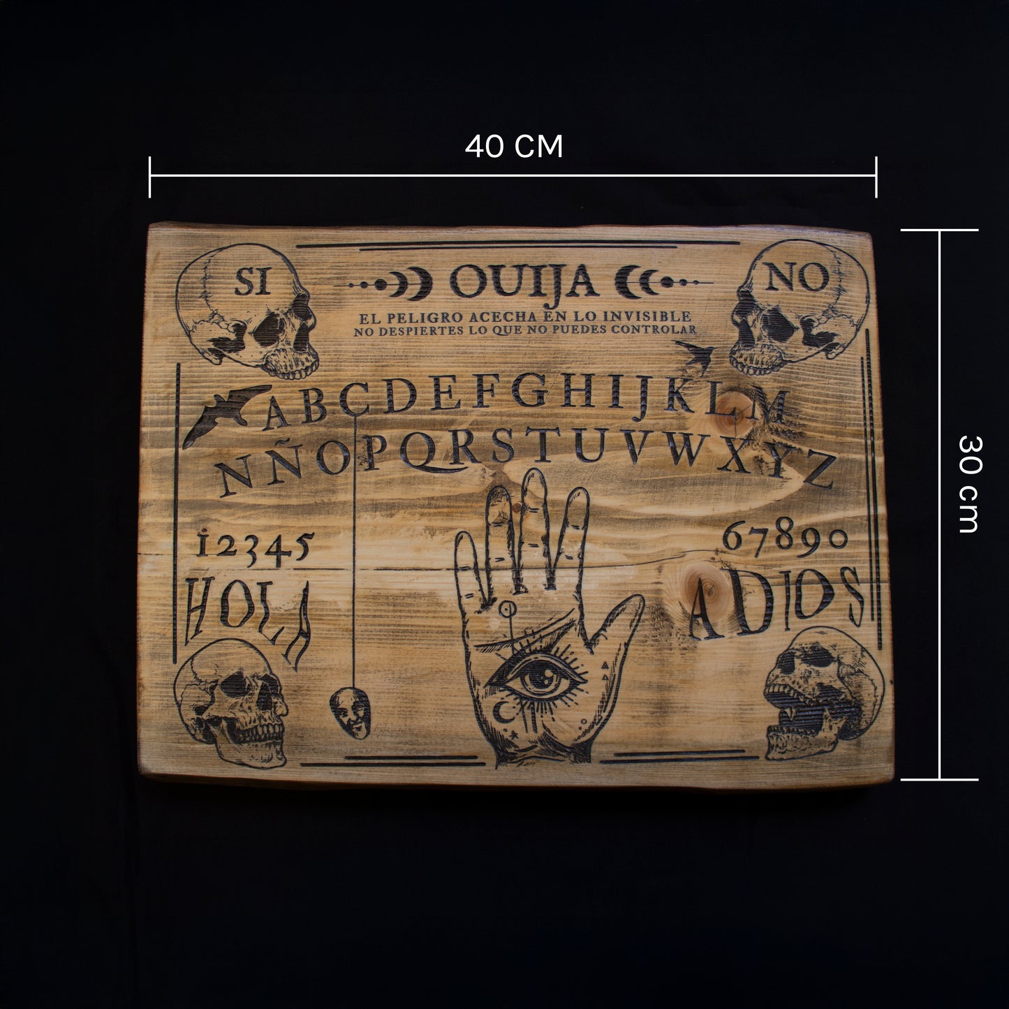 TABLERO OUIJA ARTESANAL EN MADERA DE ABETO MACIZA HECHA A MANO