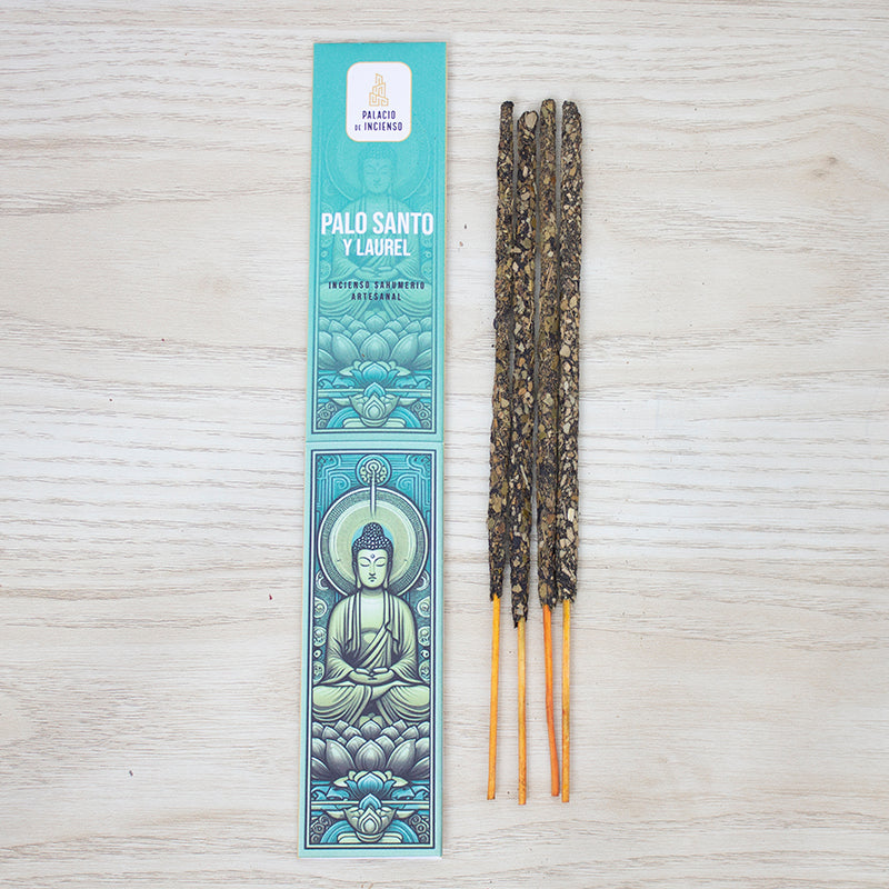Incienso artesanal de Palo Santo y Laurel varitas gruesas hechas a mano, para limpieza energética y aroma relajante