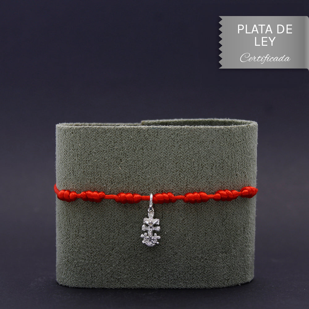 PULSERA 7 NUDOS CRUZ DE CARAVACA EN PLATA DE LEY