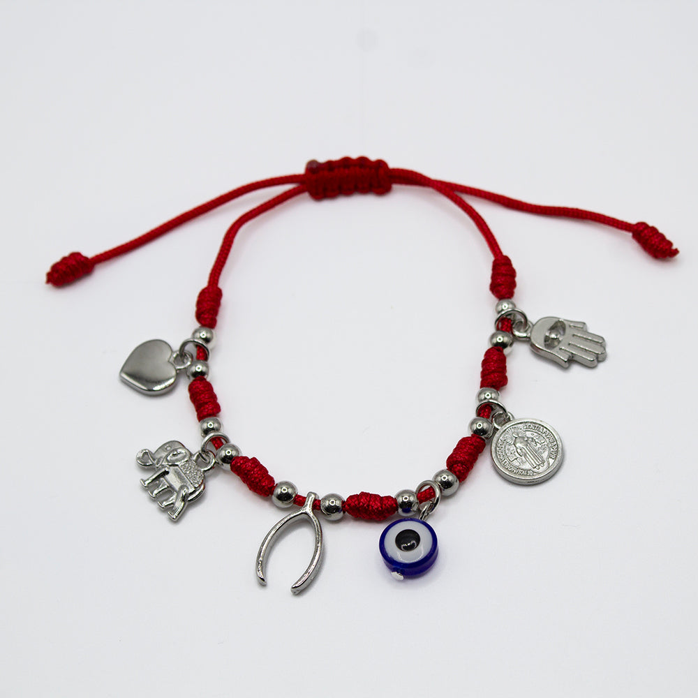 PULSERA 7 NUDOS Y 6 AMULETOS