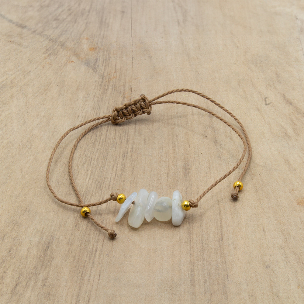 PULSERA DE HILO CON PIEDRA ÁGATA BLANCA