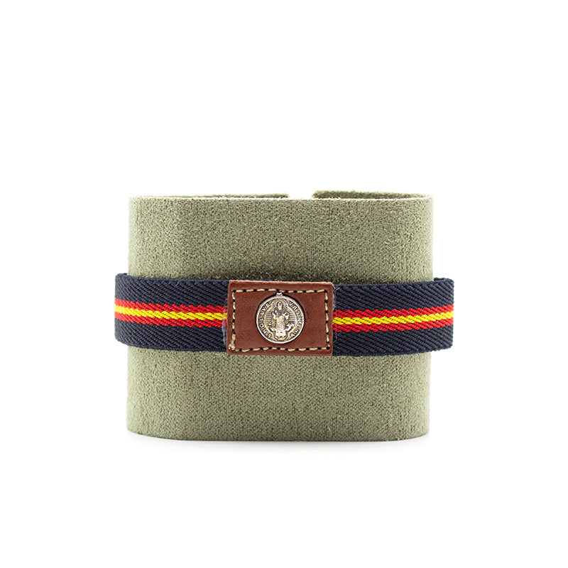 PULSERA ELÁSTICA CRUZ DE SAN BENITO, BANDERA AZUL - AMULETO DE PROTECCIÓN