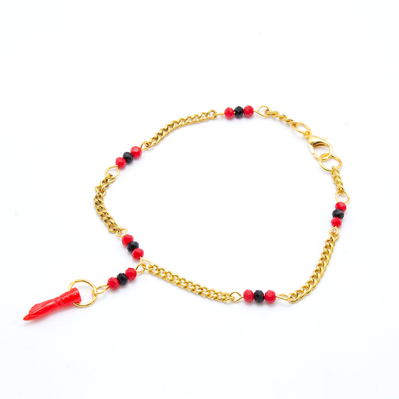 PULSERA POMBA GIRA CON AMULETO FIGA ROJA - PROTECCIÓN Y ATRACCIÓN EN EL AMOR