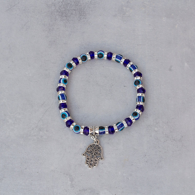 Pulsera de cuentas ojo turco con amuleto Mano de Fátima en acero, amuleto protector contra el mal de ojo y envidia, atrae buena suerte