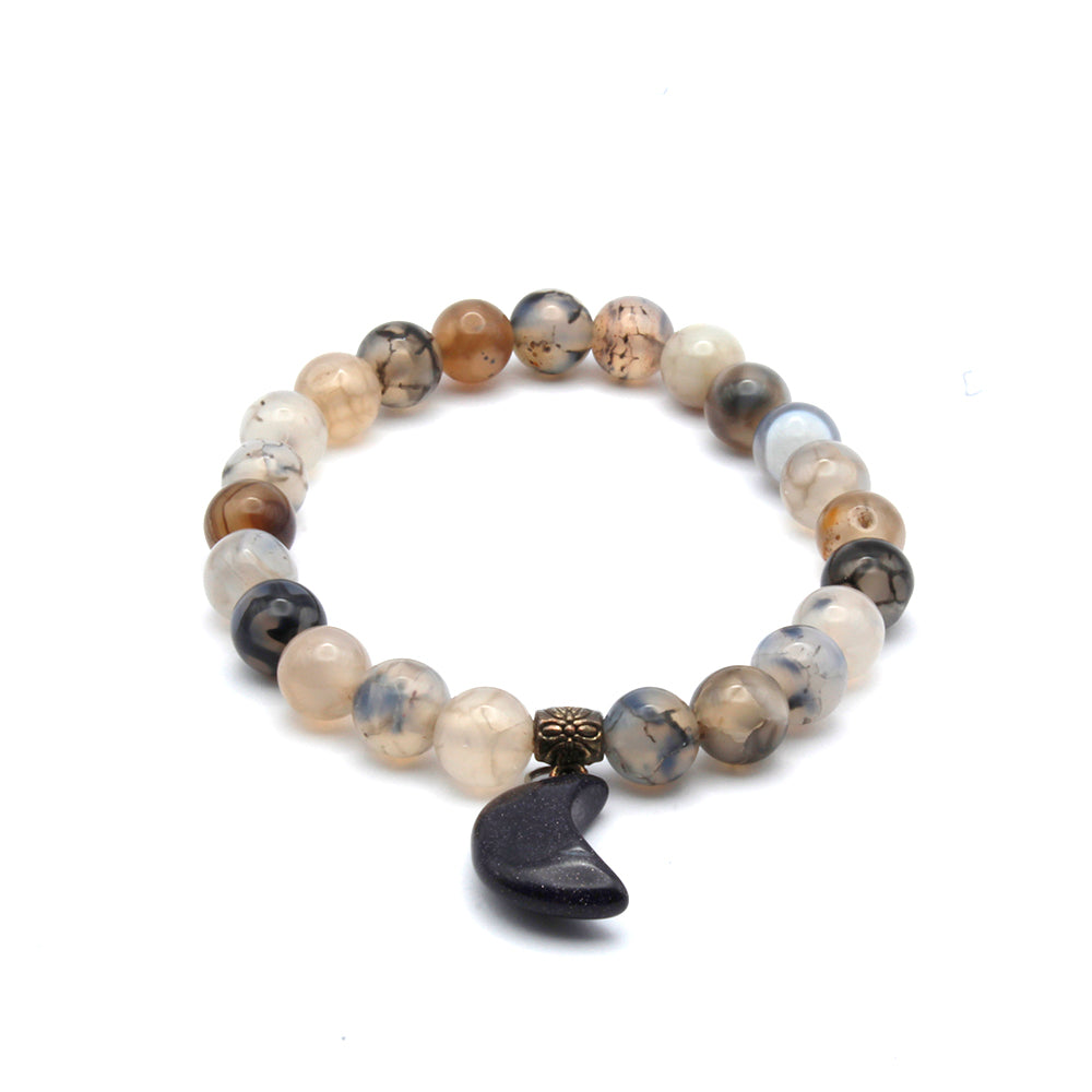 PULSERA CUENTAS DE PREHNITA Y LUNA