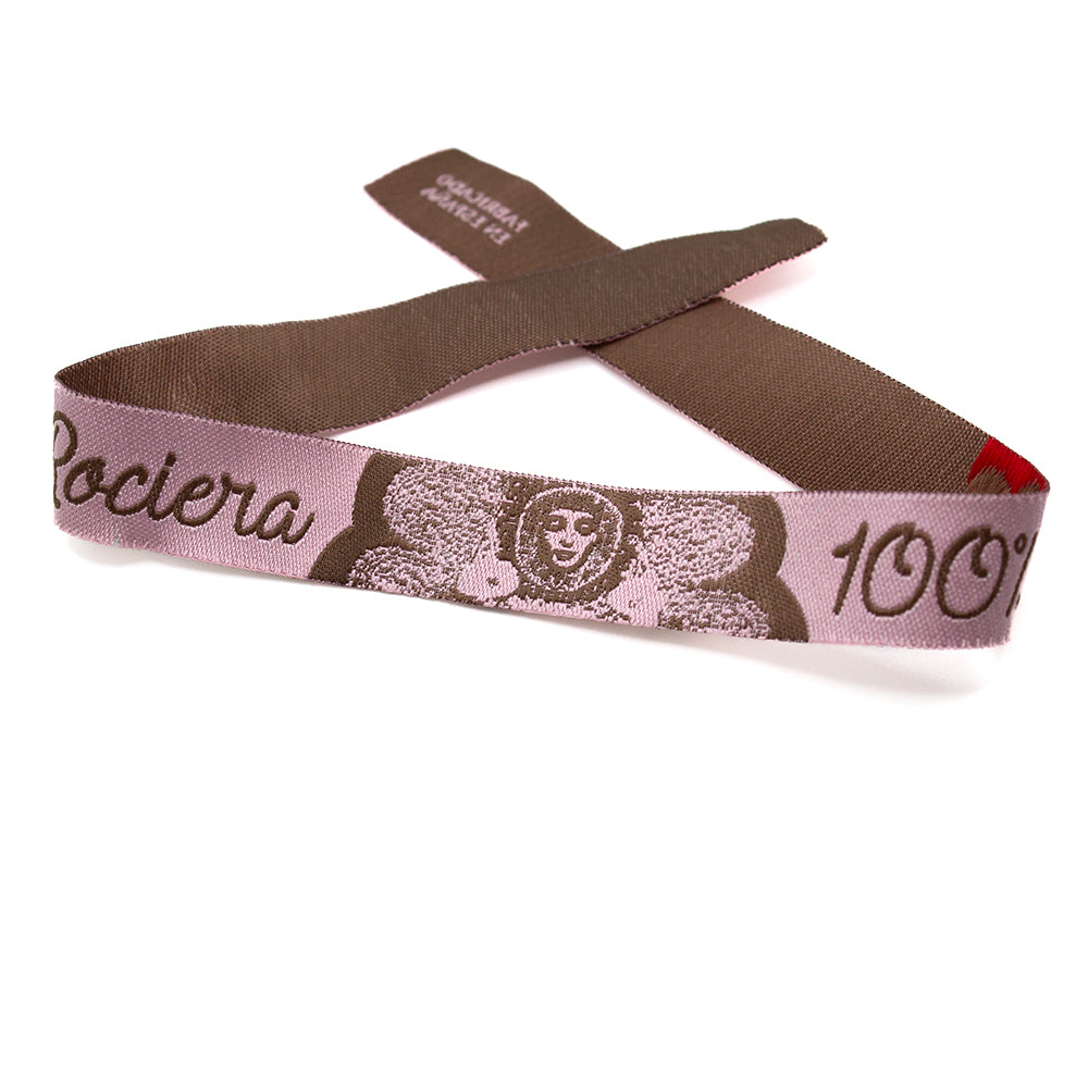 PULSERA DE TELA BORDADA ROCIERA ROSA