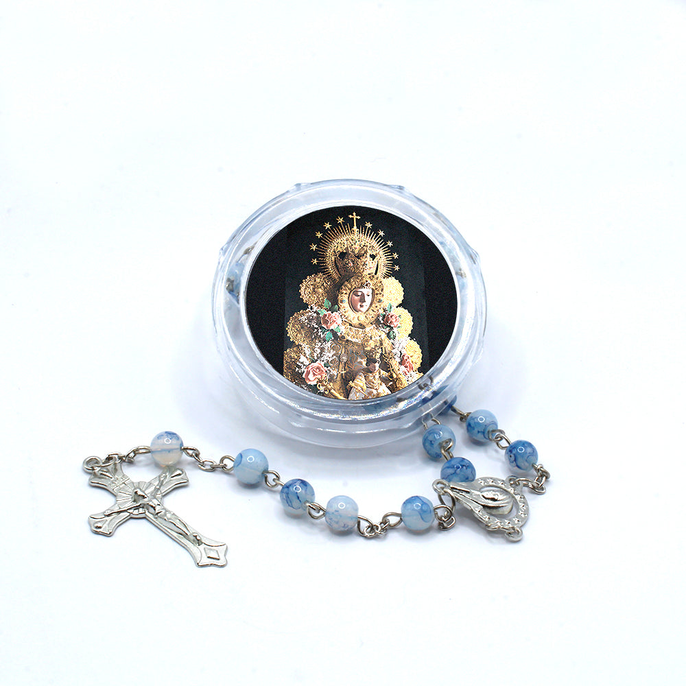 ROSARIO VIRGEN DEL ROCÍO CON CUENTAS DE PIEDRA
