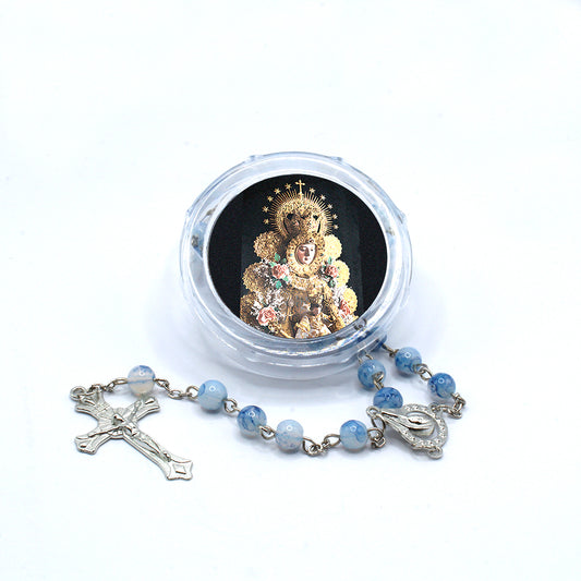 ROSARIO VIRGEN DEL ROCÍO CON CUENTAS DE PIEDRA