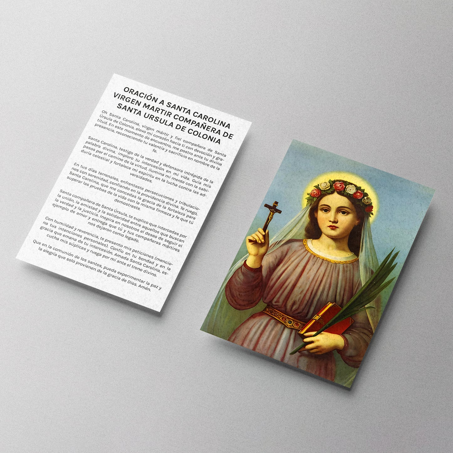 ESTAMPA SANTA CAROLINA VIRGEN MARTIR COMPAÑERA DE SANTA URSULA DE COLONIA