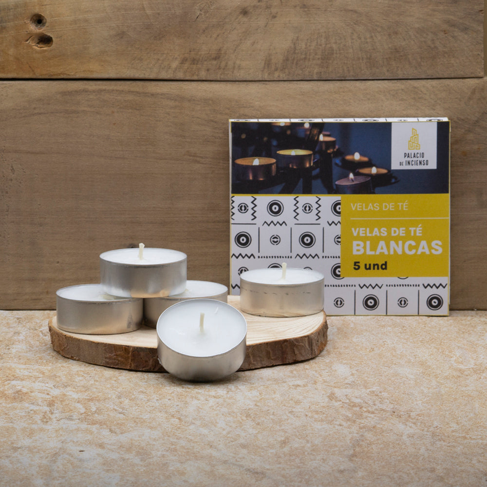 VELAS DE TÉ BLANCAS 5 unds. ESPECIAL PROTECCIÓN EN TUS RITUALES