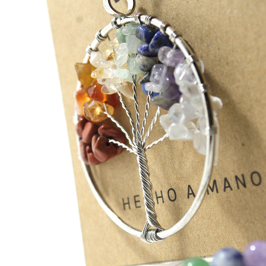 COLGANTE ÁRBOL DE LA VIDA CON PIEDRAS PRECIOSAS
