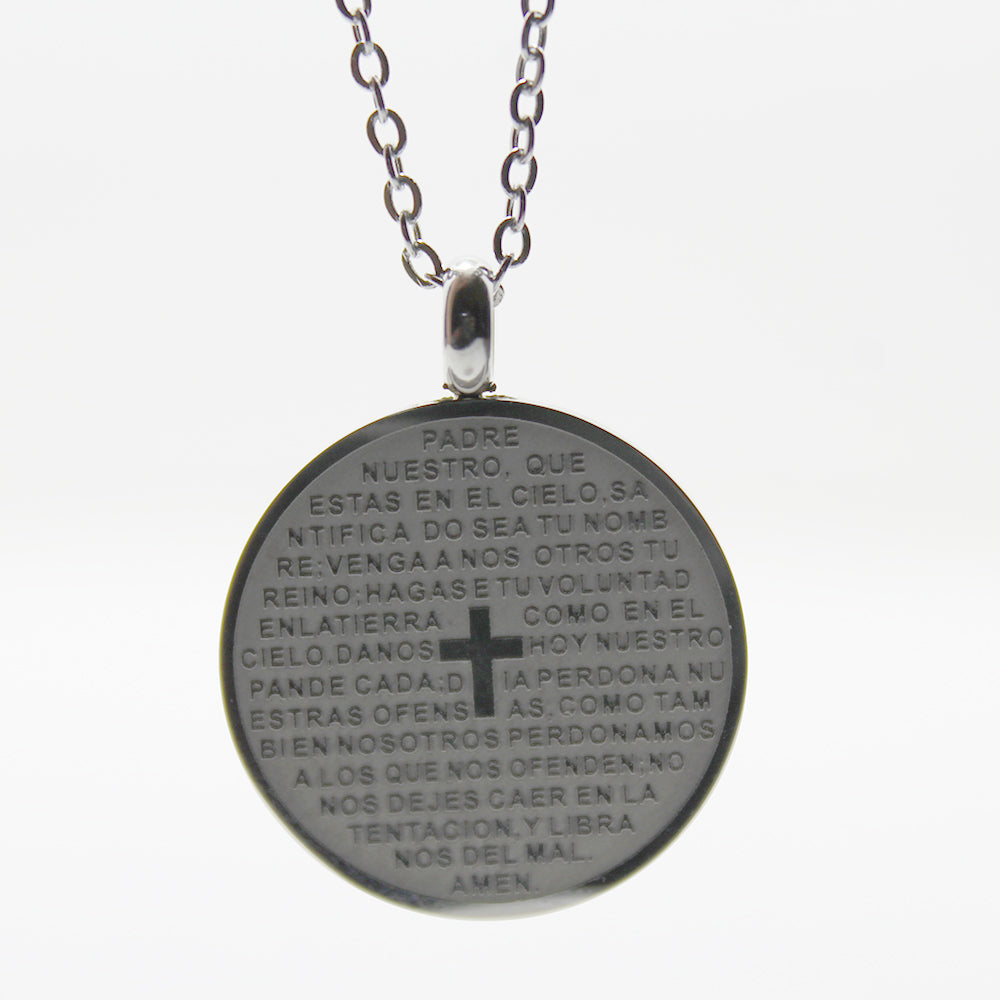 COLGANTE ORACIÓN PADRE NUESTRO ACERO INOX. PLATEADO