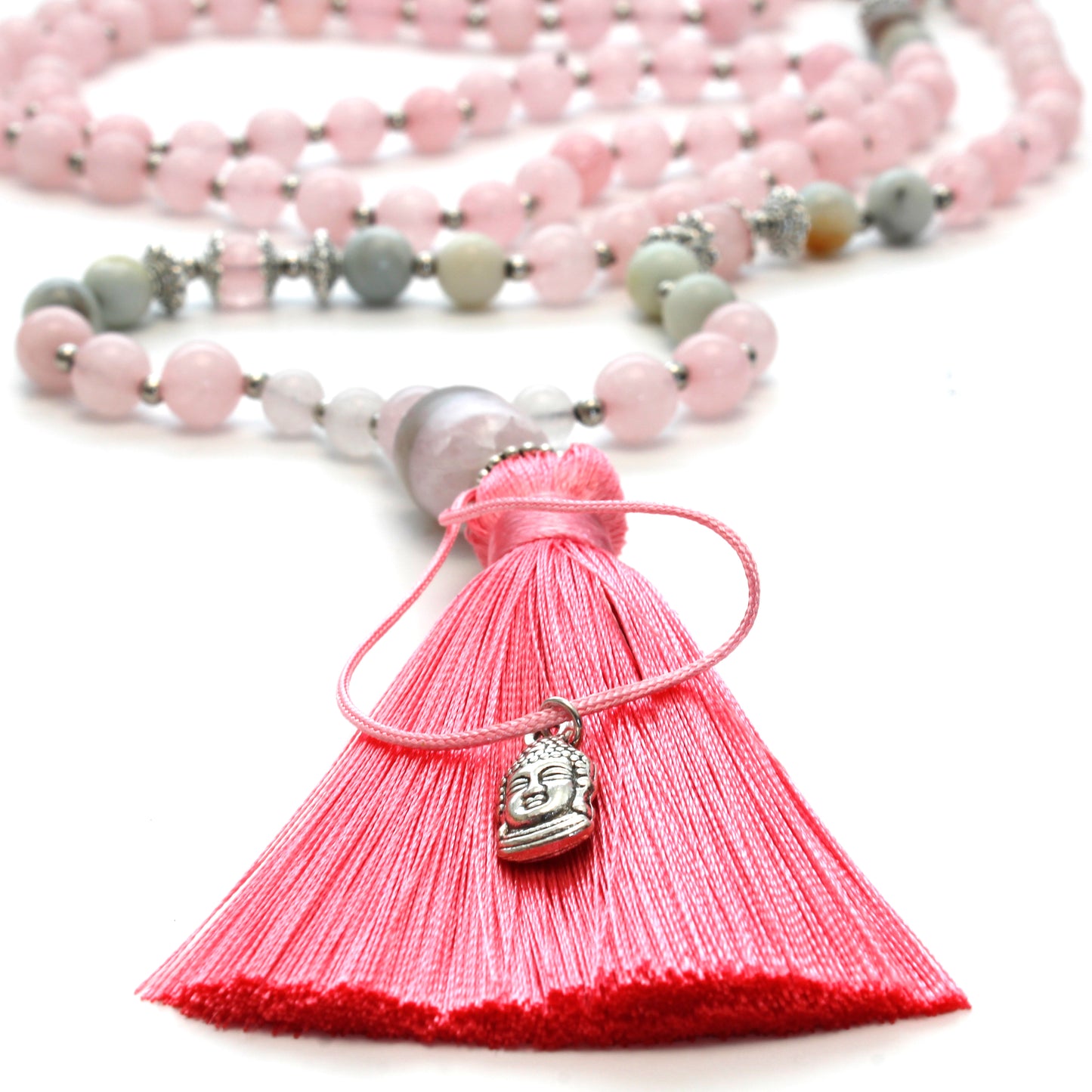 JAPA MALA BUDISTA 108 CUENTAS CUARZO ROSA