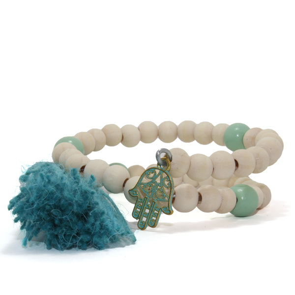PULSERA MALA 45 CUENTAS MANO DE FÁTIMA