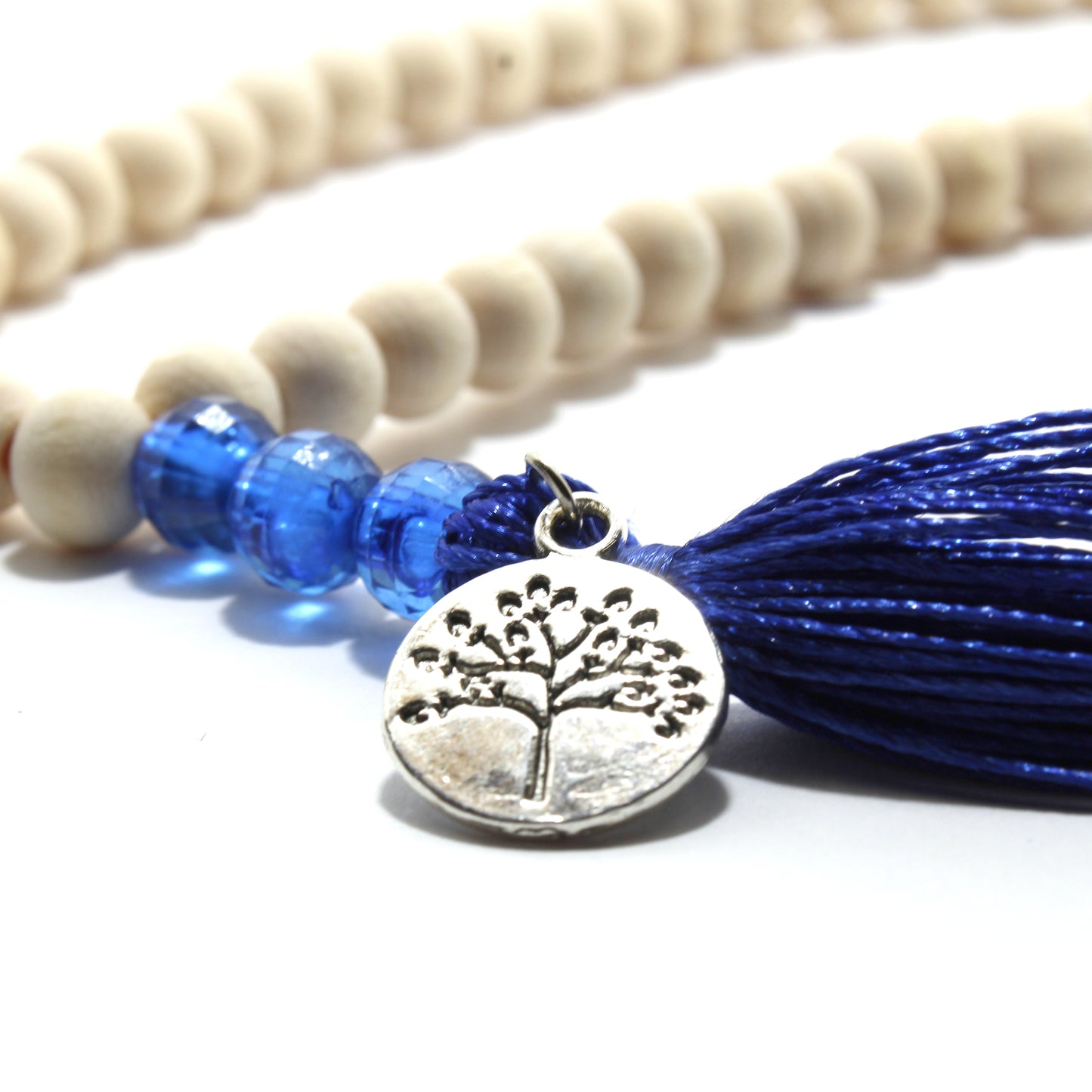 MALA 45 CUENTAS BORLÓN AZUL ÁRBOL DE LA VIDA