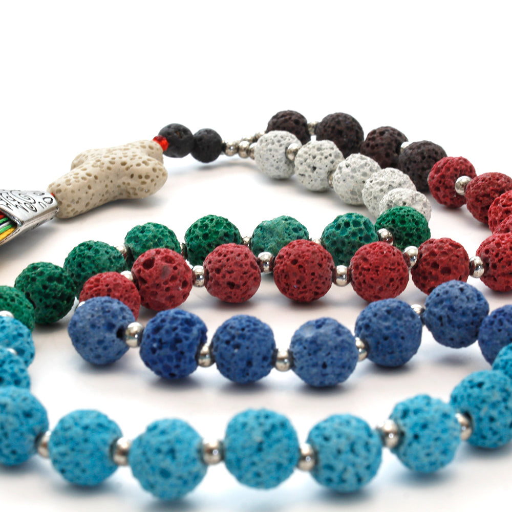 MALA 45 CUENTAS PIEDRA VOLCÁNICA DE COLORES