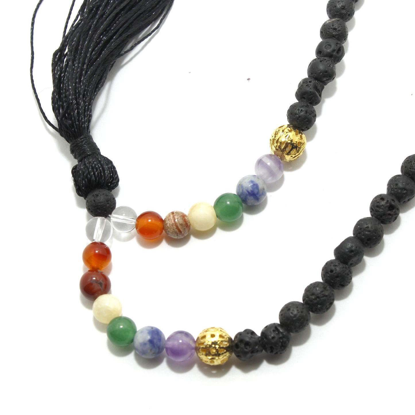 MALA 45 CUENTAS PIEDRA VOLCANICA 7 CHAKRAS