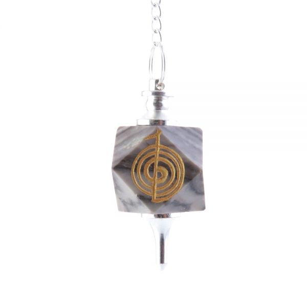 PÉNDULO CHO KU REI EN PIEDRA PRECIOSA ÁGATA GRIS