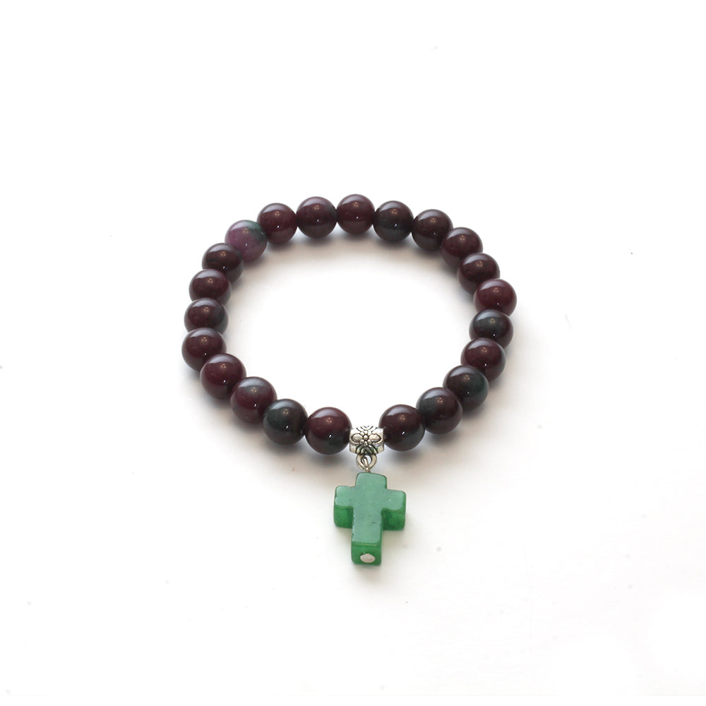 PULSERA CHAROITA Y CRUZ