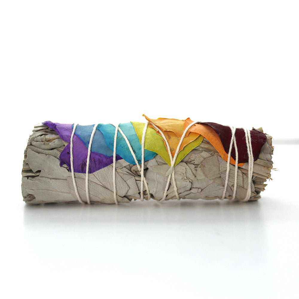 SAHUMERIO SALVIA BLANCA Y PÉTALOS 7 CHAKRAS