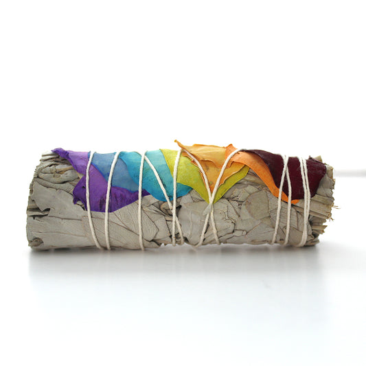 SAHUMERIO SALVIA BLANCA Y PÉTALOS 7 CHAKRAS