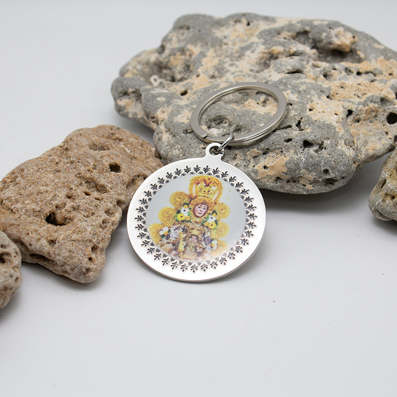 AMULETO LLAVERO VIRGEN DEL ROCÍO ACERO INOXIDABLE MOD.2