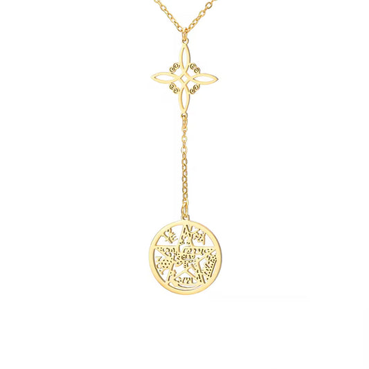 Colgante amuleto nudo de brujas con símbolo Tetragramaton en metal acabado único