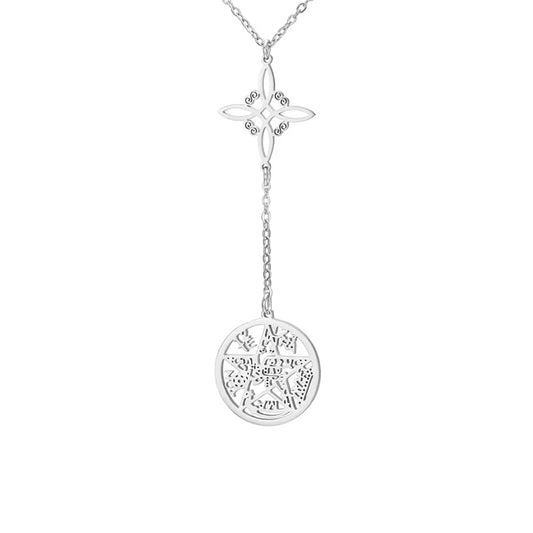 COLGANTE AMULETO NUDO DE BRUJAS CON TETRAGRAMATON EN PLATEADO