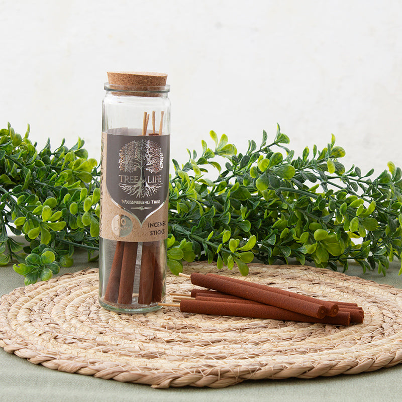 Incienso jumbo en varitas Árbol Susurrante natural en bote de cristal con 10 varitas de larga duración.