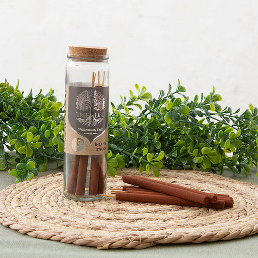 Incienso jumbo en varitas Árbol Susurrante natural en bote de cristal con 10 varitas de larga duración.