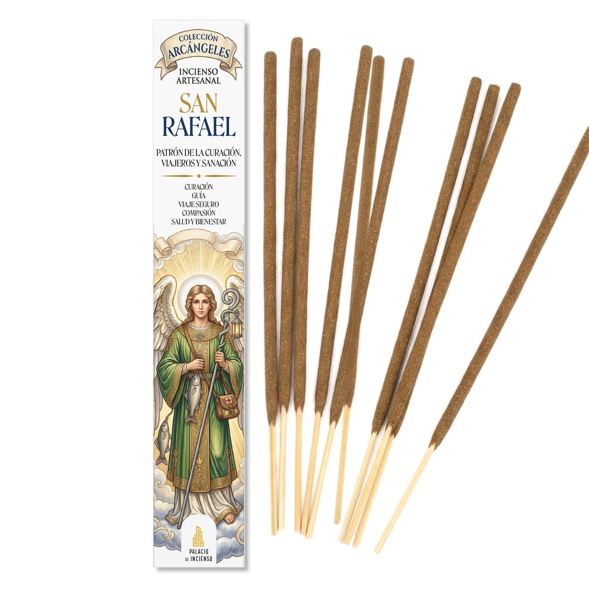 Incienso San Rafael Arcángel para sanación, protección energética y bienestar espiritual.