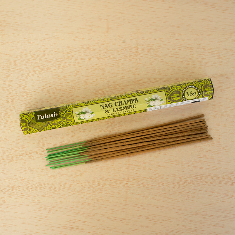 Incienso Nag Champa y Jazmín Tulasi 15 g hexagonal