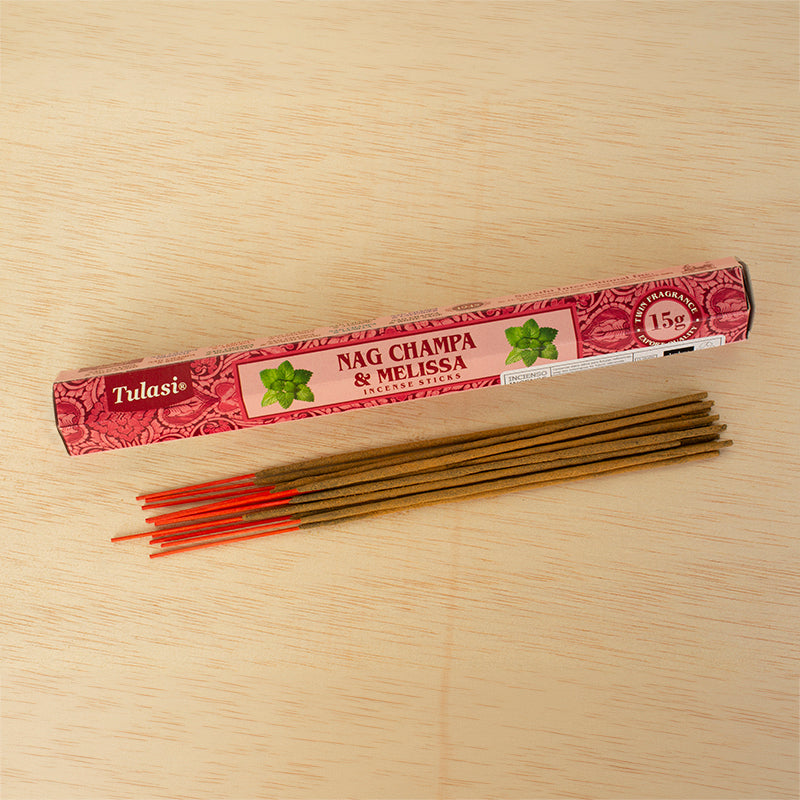 Caja de incienso Nag Champa y Melisa TULASI 15G hexagonal