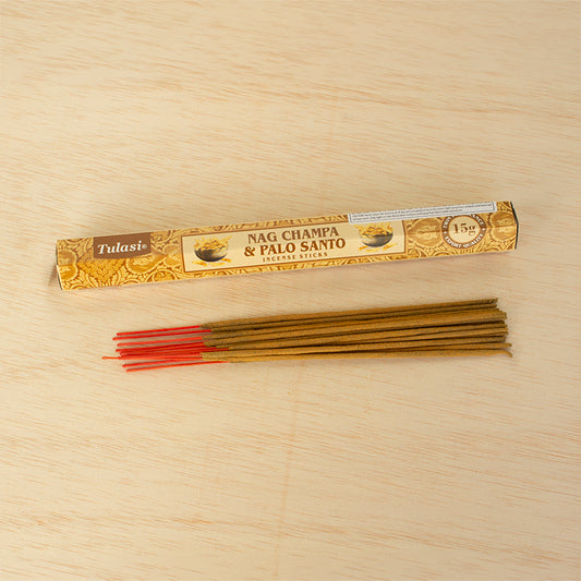 Caja de incienso Nag Champa y Palo Santo Tulasi 15 g
