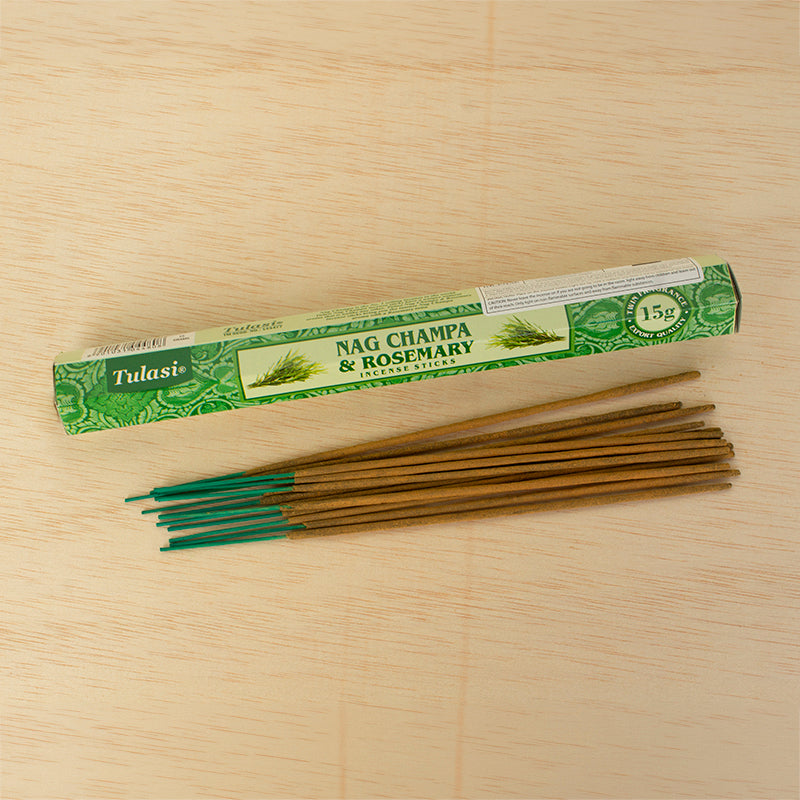 Incienso Nag Champa y Romero Tulasi hexagonal 15 g