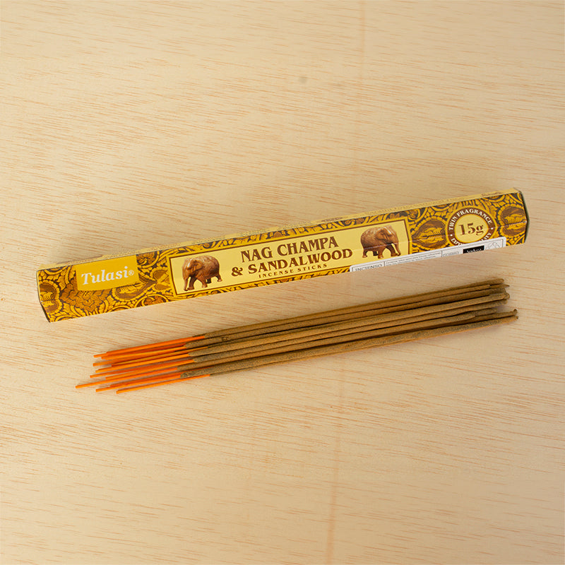 Incienso Nag Champa y Sándalo Tulasi 15G hexagonal