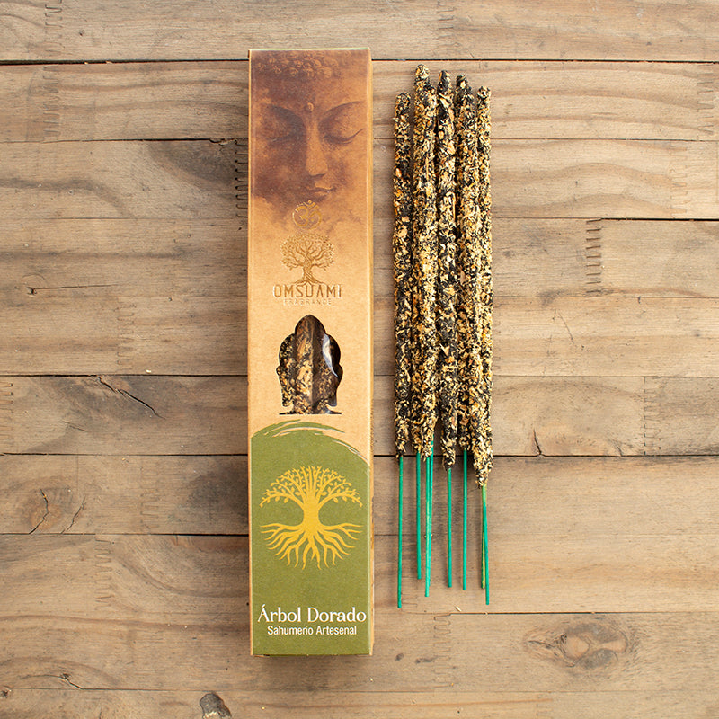 Incienso Smudge Budha Árbol Dorado para prosperidad y limpieza energética