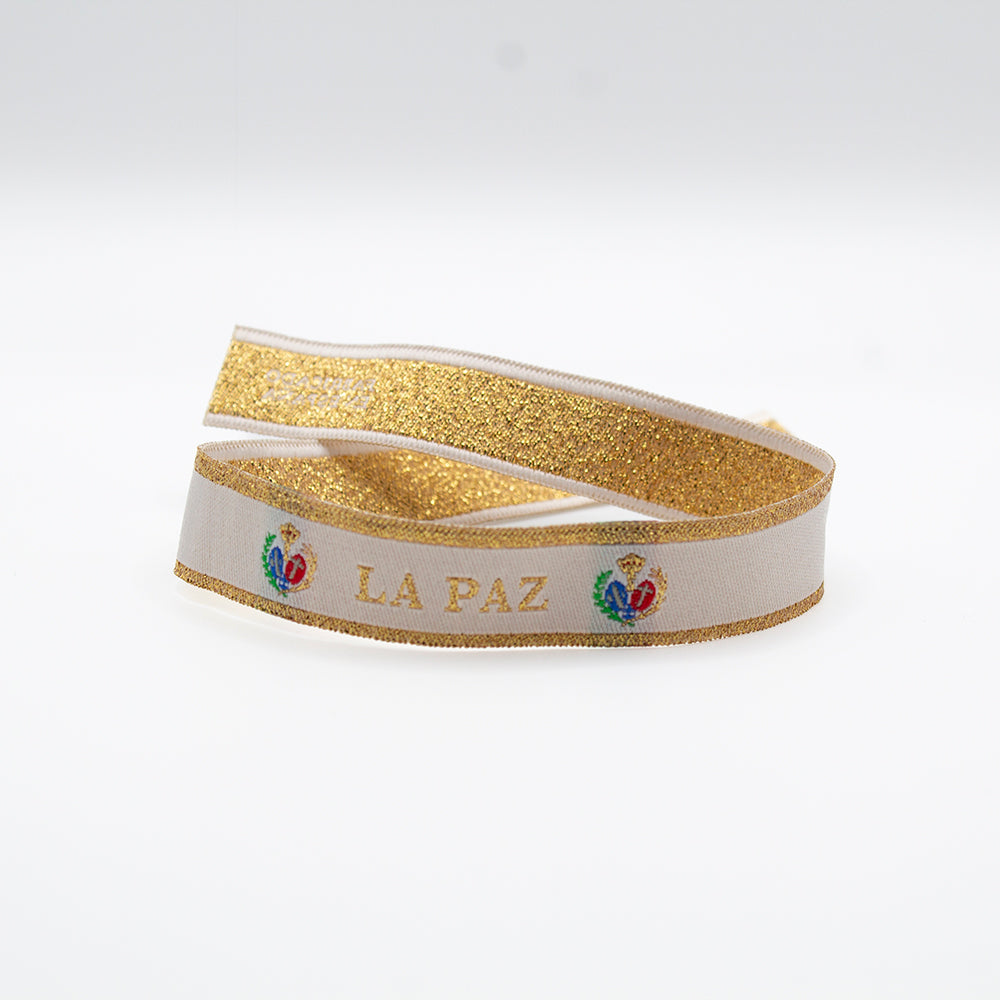 PULSERA DE TELA BORDADA LA PAZ