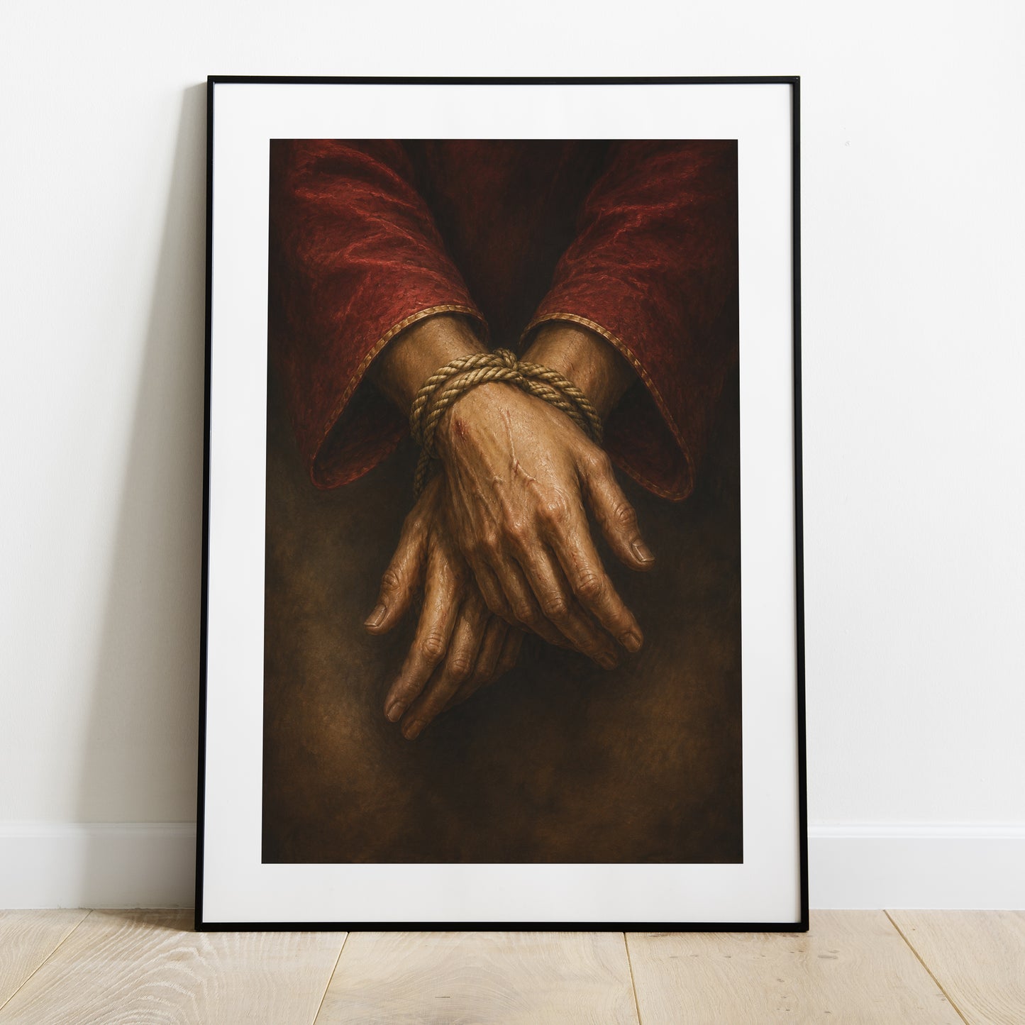 Lámina de Nuestro Padre Jesús Cautivo con las manos atadas, imagen religiosa católica de alta calidad.