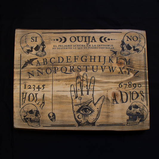 TABLERO OUIJA ARTESANAL EN MADERA DE ABETO MACIZA HECHA A MANO