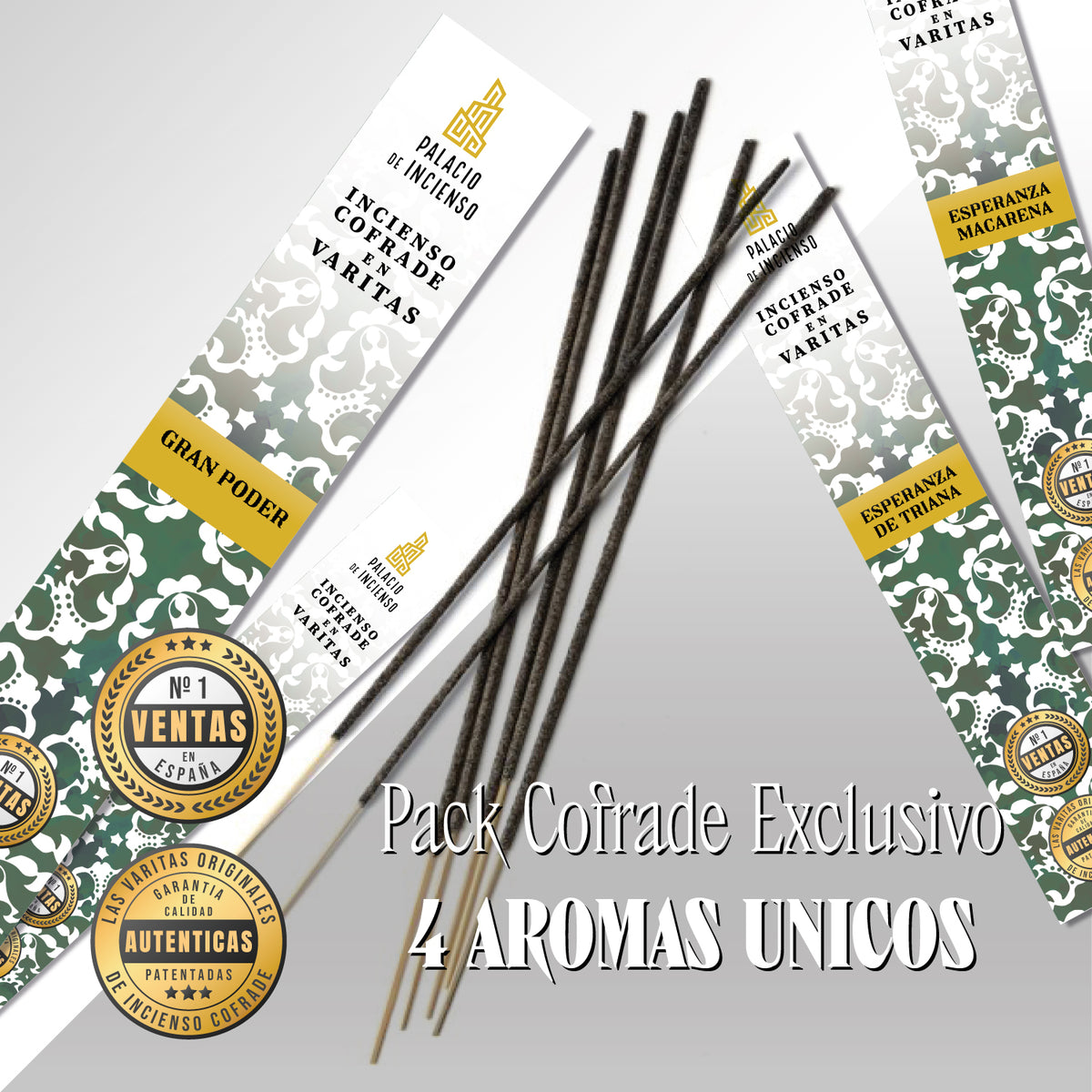 PACK INCIENSO COFRADE EN VARITAS 4 AROMAS – TRES REYES, GRAN PODER, ESPERANZA DE TRIANA Y MACARENA