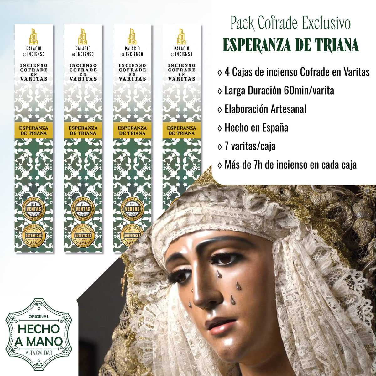 PACK INCIENSO COFRADE ESPERANZA DE TRIANA EN VARITAS – 4 CAJAS